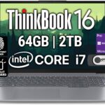 Lenovo ThinkBook 16 G6 Business Laptop, 16” FHD+, Intel 10 Core i7-1355U, 64GB DDR5, 2TB NVMe, WiFi 6 + BT, Backlit KB, Fingerprint, HD Webcam, Win 11 Pro