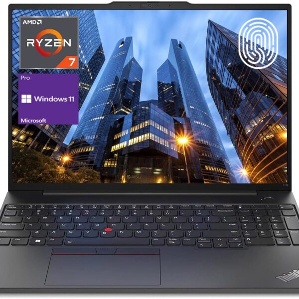 Lenovo ThinkPad E16 Gen 1 Business Laptop, 16" FHD+ Display, AMD Ryzen 7 7730U, 24GB RAM, 1TB SSD, Backlit Keyboard, Fingerprint Reader, HDMI, RJ-45, Wi-Fi 6, Windows 11 Pro, Black